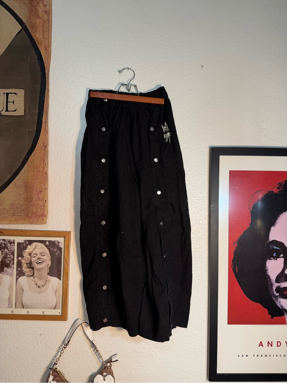 IONGAF Black Button-Accent Pants